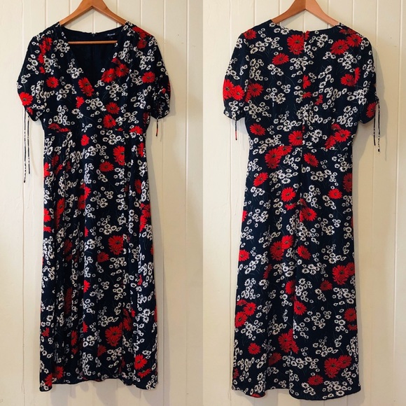 SOLD..NWT Madewell Peekaboo-Sleeve Midi Dress - Picture 3 of 6